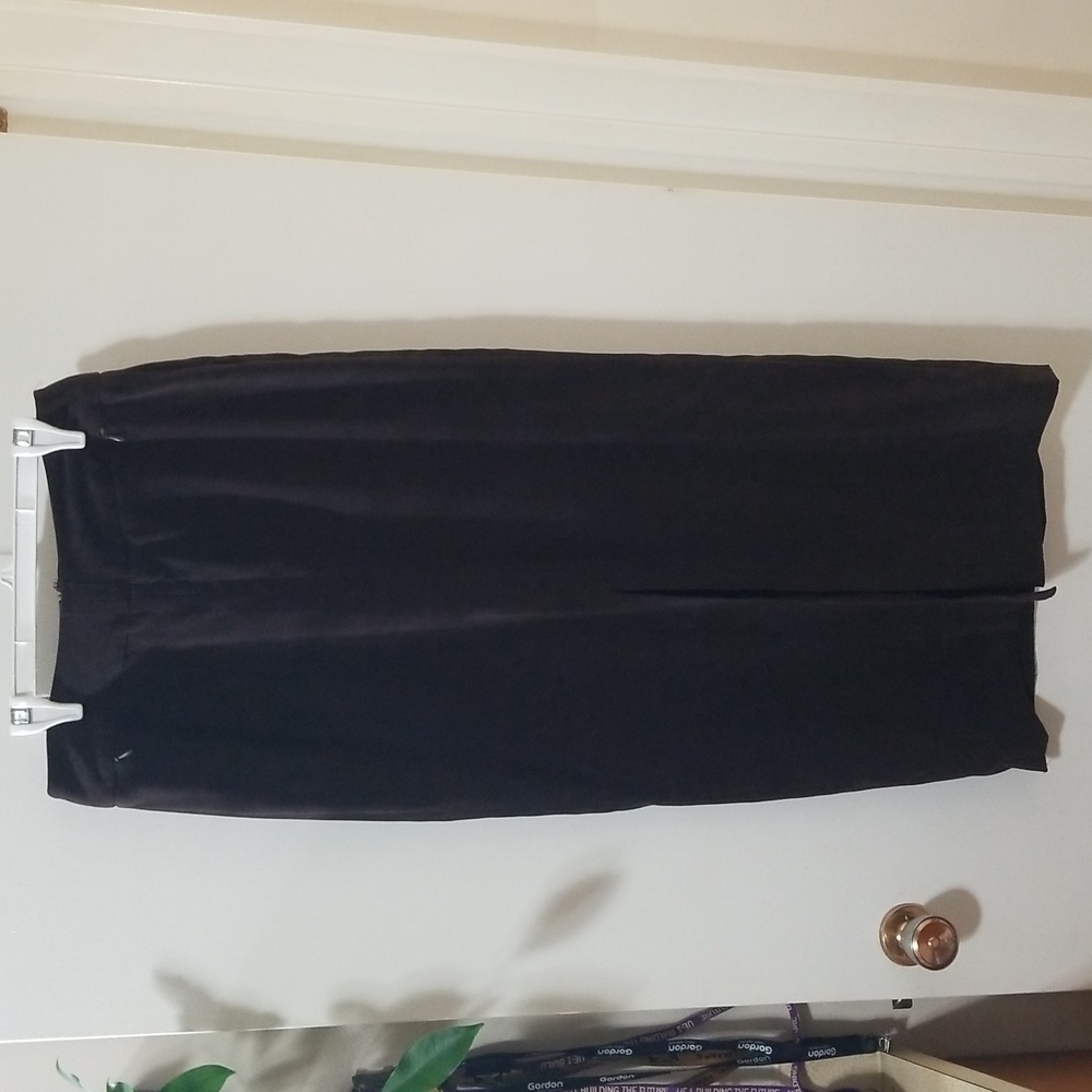 Vintage 90s Suede Look Brown Maxi Pencil Skirt Front Slit Pockets Sz 5